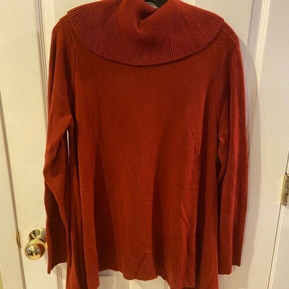 RALSEY Sweater Womens Large Cowl Neck Tunic red cozy soft drapey relaxed boho - Picture 6 of 6